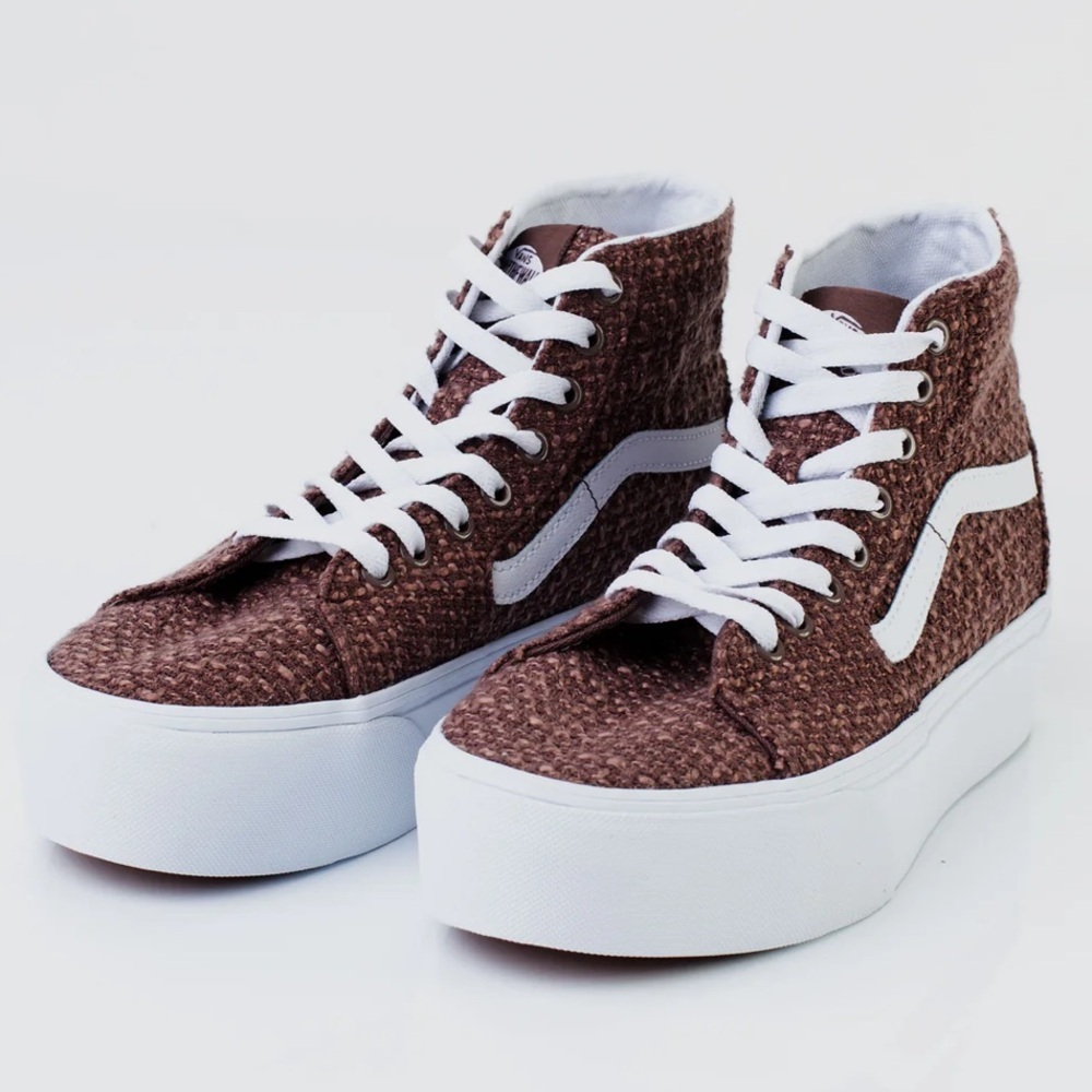 Vans SK8-Hi Tapered Stackform Tweed Taupe Men’s Hightop Sneaker Size 8